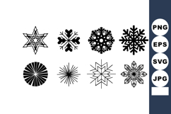 Black and white snowflake shapes vector icons winter season Product Image 1