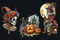 Watercolor Halloween Creepy Clown. PNG sublimation Product Image 2