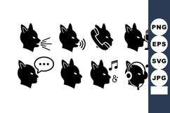Black Silhouette Dog Head Icons Communication Sound and Musi Product Image 1