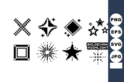 Pixel art sparkle star highlight icons for digital design an Product Image 1