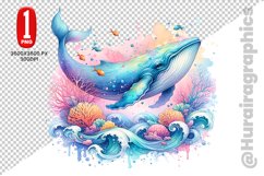 Cute Whale Clipart - PNG File Product Image 1