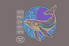 3D Layered whale fish SVG 3d Paper Cut Papercut template sea Product Image 2