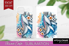 Whale Floral Phone Case PNG Tropical Case PNG Sublimation Product Image 1