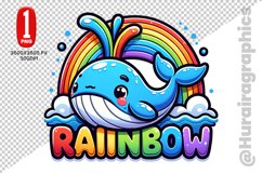 Cute Whale Clipart - PNG File Product Image 1
