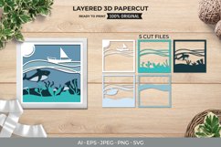 Killer Whale and Boat in the Sea 3D Shadowbox Papercut SVG Product Image 1