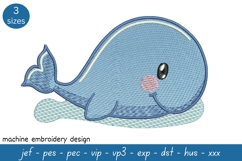 Whale Embroidery Design - Baby Whale Pattern Product Image 1