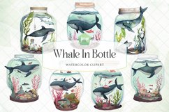 Whale In Bottle Watercolor Sublimation Clipart Product Image 1