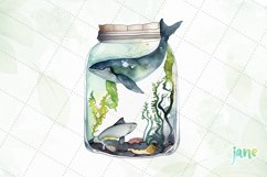 Whale In Bottle Watercolor Sublimation Clipart Product Image 5