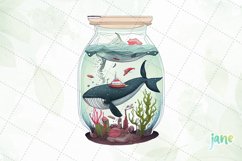 Whale In Bottle Watercolor Sublimation Clipart Product Image 6