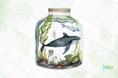 Whale In Bottle Watercolor Sublimation Clipart Product Image 8