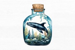 Whale in Bottle Watercolor Sublimation Clipart Product Image 7