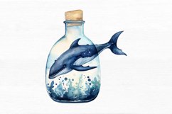 Whale in Bottle Watercolor Sublimation Clipart Product Image 5