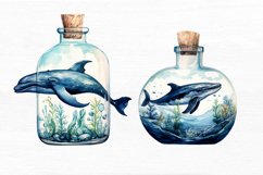 Whale in Bottle Watercolor Sublimation Clipart Product Image 6