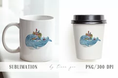 Watercolor cute whale clipart / underwater clipart- 1png Product Image 3