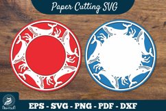 Whale Papercut Circle SVG Product Image 1