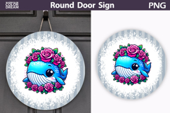 Whale Floral Round Sign | Mothers Day Sublimation Product Image 1