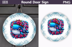 Whale Floral Round Sign | Mothers Day Sublimation Product Image 1