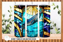Ocean Stained Glass Skinny Tumbler Sublimation Design PNG Product Image 2