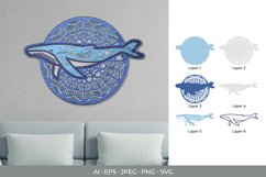 Humpback Whale with Circular Mandala Art 3D Layered Lasercut Product Image 1