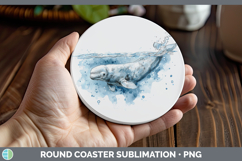 GorgeousWhales Sketch Round Coaster design.