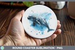 GorgeousWhales Sketch Round Coaster design.