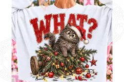 WHAT? Funny Christmas Cat PNG | Fallen Christmas Tree Sublim Product Image 1