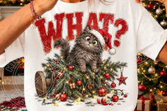 WHAT? Funny Christmas Cat PNG | Fallen Christmas Tree Sublim Product Image 3
