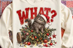 WHAT? Funny Christmas Cat PNG | Fallen Christmas Tree Sublim Product Image 4