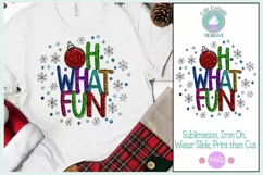 Oh What Fun Sublimation Png, Christmas Png, Faux Sequin Product Image 1