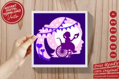 3D Papercut Girl Holding Torch Layered Template Product Image 4
