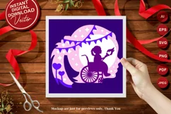 3D Papercut Girl Holding Torch Layered Template Product Image 2