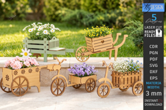 Wooden Wheelbarrow Planter Laser Cut Bundle | Garden Decor Product Image 1