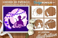 3D Papercut Girl Holding Torch Layered Template Product Image 1