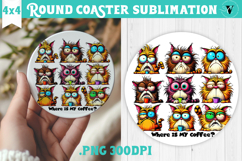 Round Coaster | Funny Cats | Where is my coffee? Product Image 1