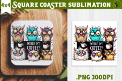Square Coaster | Funny Cats | Where is my coffee? Product Image 1