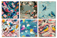 Whimsical Birds Vol.1 Seamless Digital Paper, 36 PNG Product Image 4