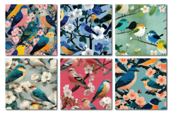 Whimsical Birds Vol.1 Seamless Digital Paper, 36 PNG Product Image 5