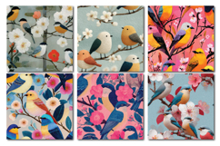 Whimsical Birds Vol.1 Seamless Digital Paper, 36 PNG Product Image 6