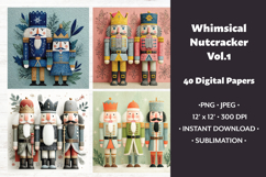 Whimsical Nutcracker Vol.1 Digital Paper, 40 PNG and JPEG Product Image 1