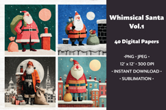 Whimsical Santa Digital Paper Vol.1, 40 PNG &amp; JPEG Product Image 1