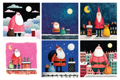 Whimsical Santa Digital Paper Vol.1, 40 PNG &amp; JPEG Product Image 2