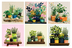 Whimsical Spring Herbs Digital Paper Pack, 20 PNG &amp; JPEG Product Image 2