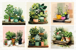 Whimsical Spring Herbs Digital Paper Vol.2, 40 PNG &amp; JPEG Product Image 3