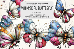 Whimsical 4th Of July Butterfly Clipart Product Image 1