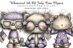 Whimsical 4th Of July Cats Clipart Product Image 1