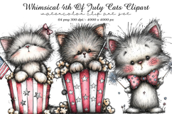 Whimsical 4th Of July Cats Clipart Product Image 1
