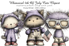 Whimsical 4th Of July Cats Clipart Product Image 1