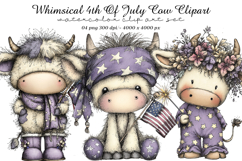 Whimsical 4th Of July Cow Clipart Product Image 1