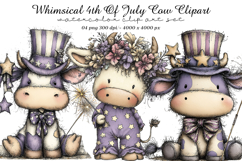 Whimsical 4th Of July Cow Clipart Product Image 1