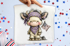Whimsical 4th Of July Cow Clipart Product Image 2